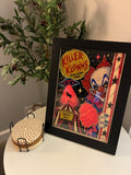 Creepy Circus Clown - Hand-Embellished A4 Framed Art