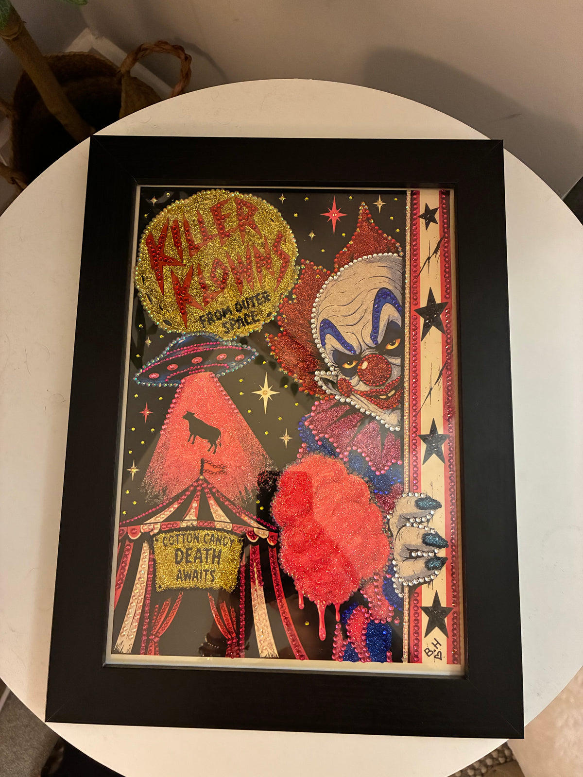 Creepy Circus Clown - Hand-Embellished A4 Framed Art