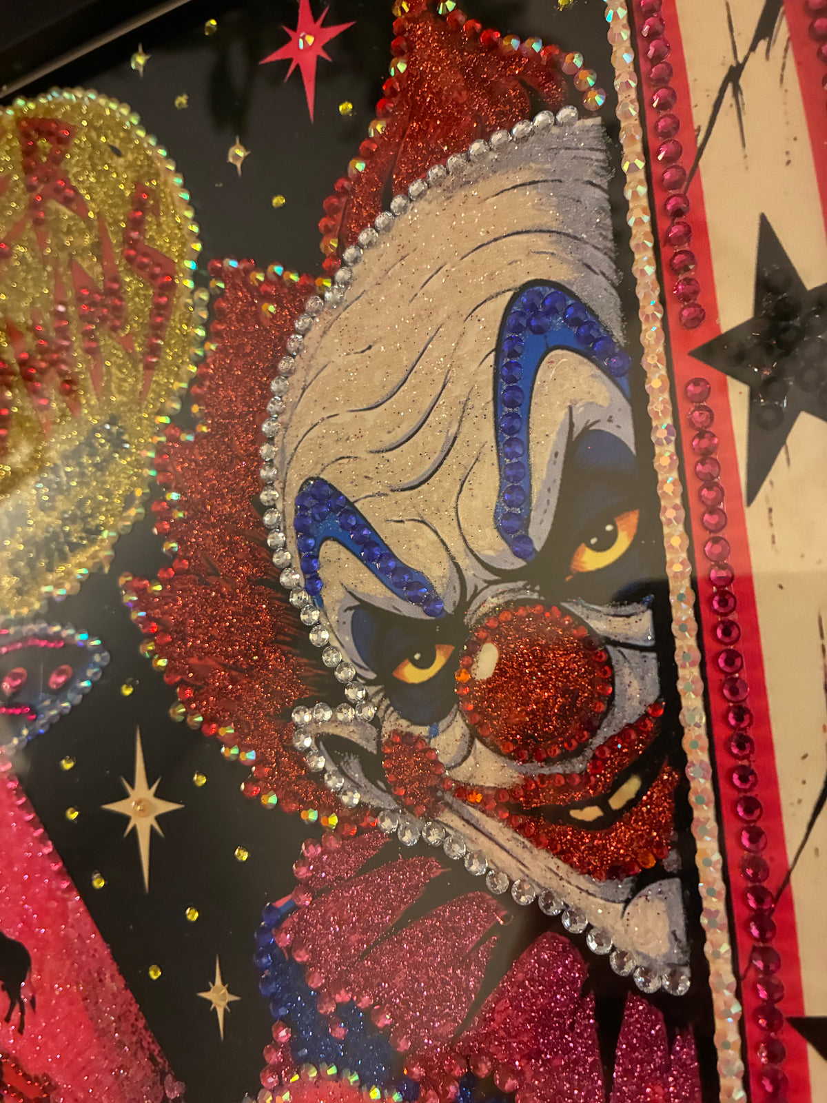 Creepy Circus Clown - Hand-Embellished A4 Framed Art
