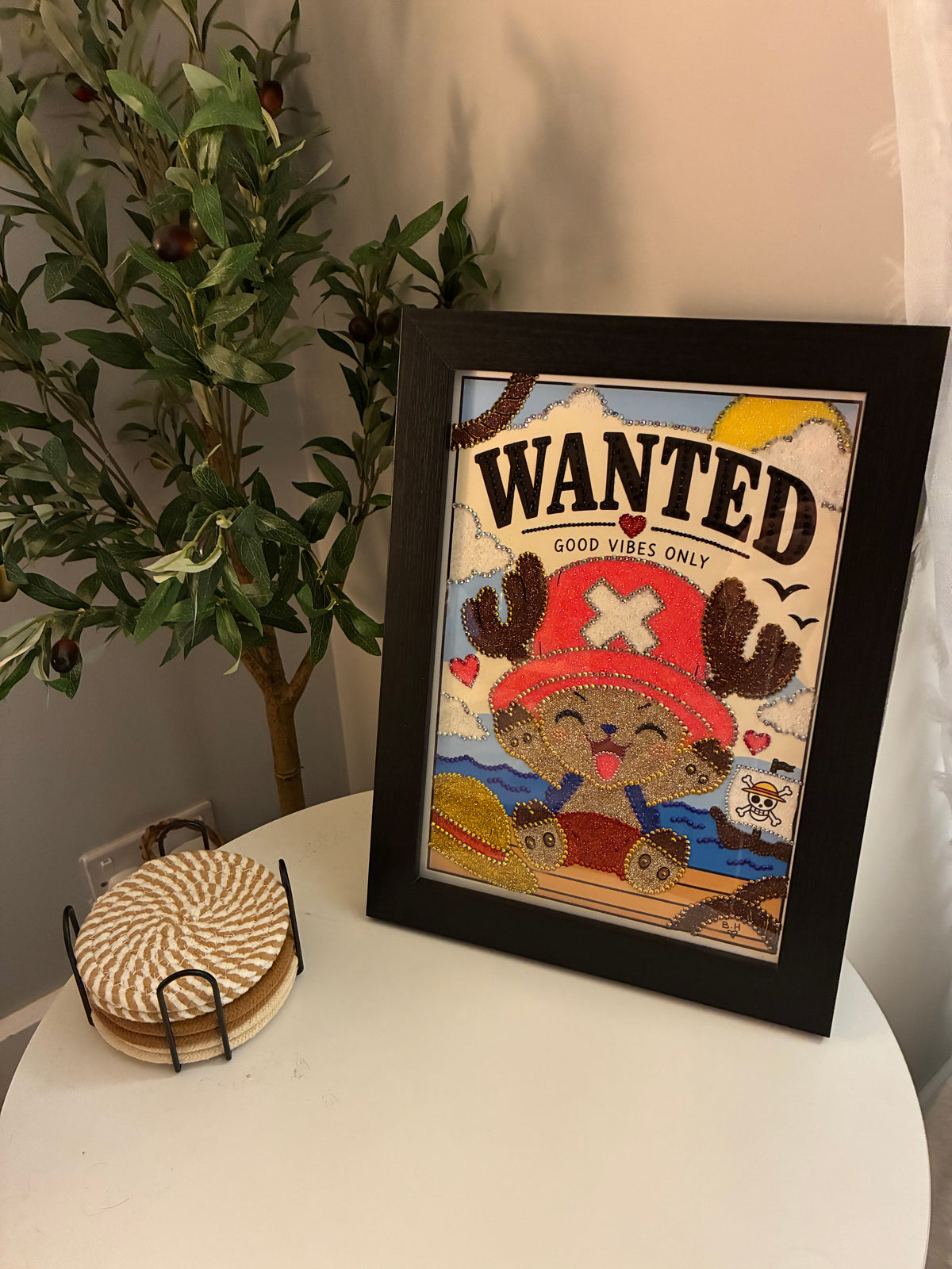 Cute Pirate Reindeer Inspired - Hand-Embellished A4 Framed Art