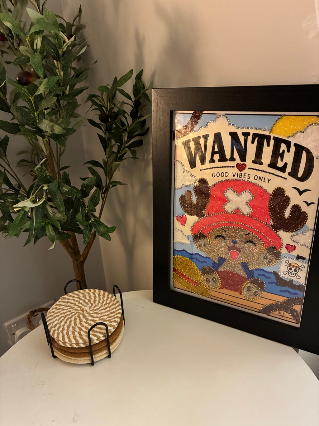 Cute Pirate Reindeer Inspired - Hand-Embellished A4 Framed Art