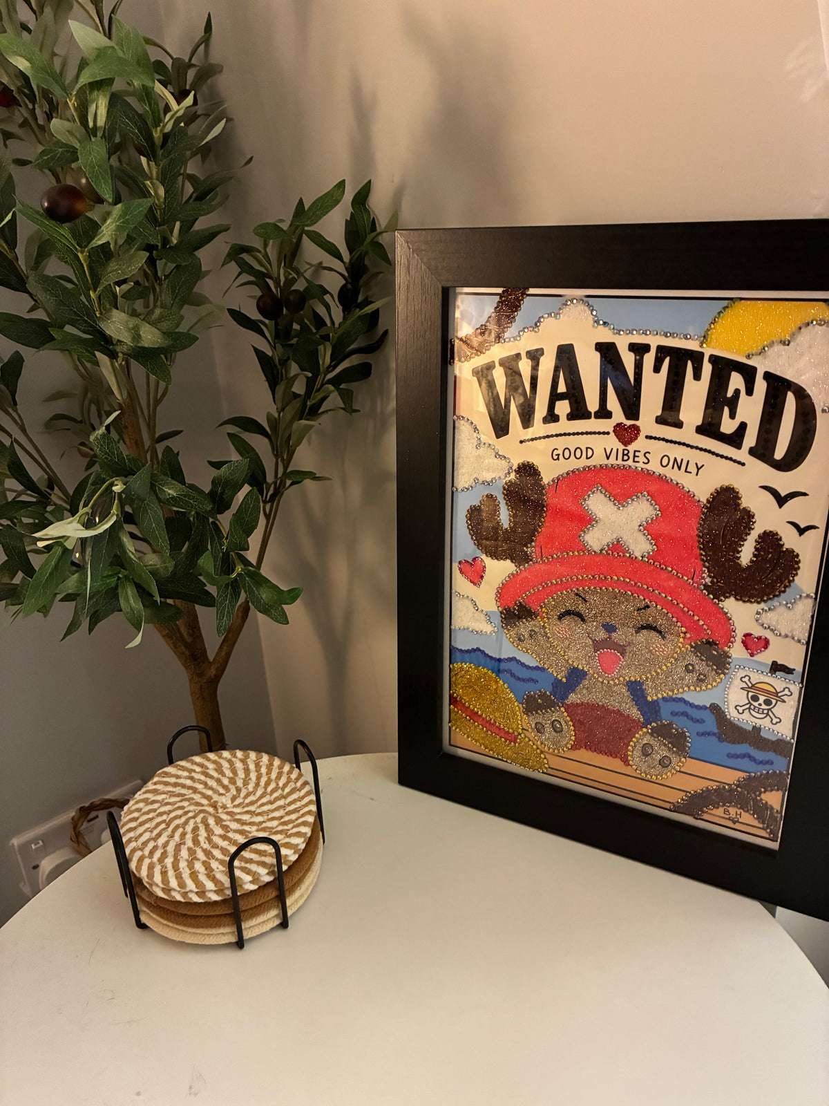 Cute Pirate Reindeer Inspired - Hand-Embellished A4 Framed Art