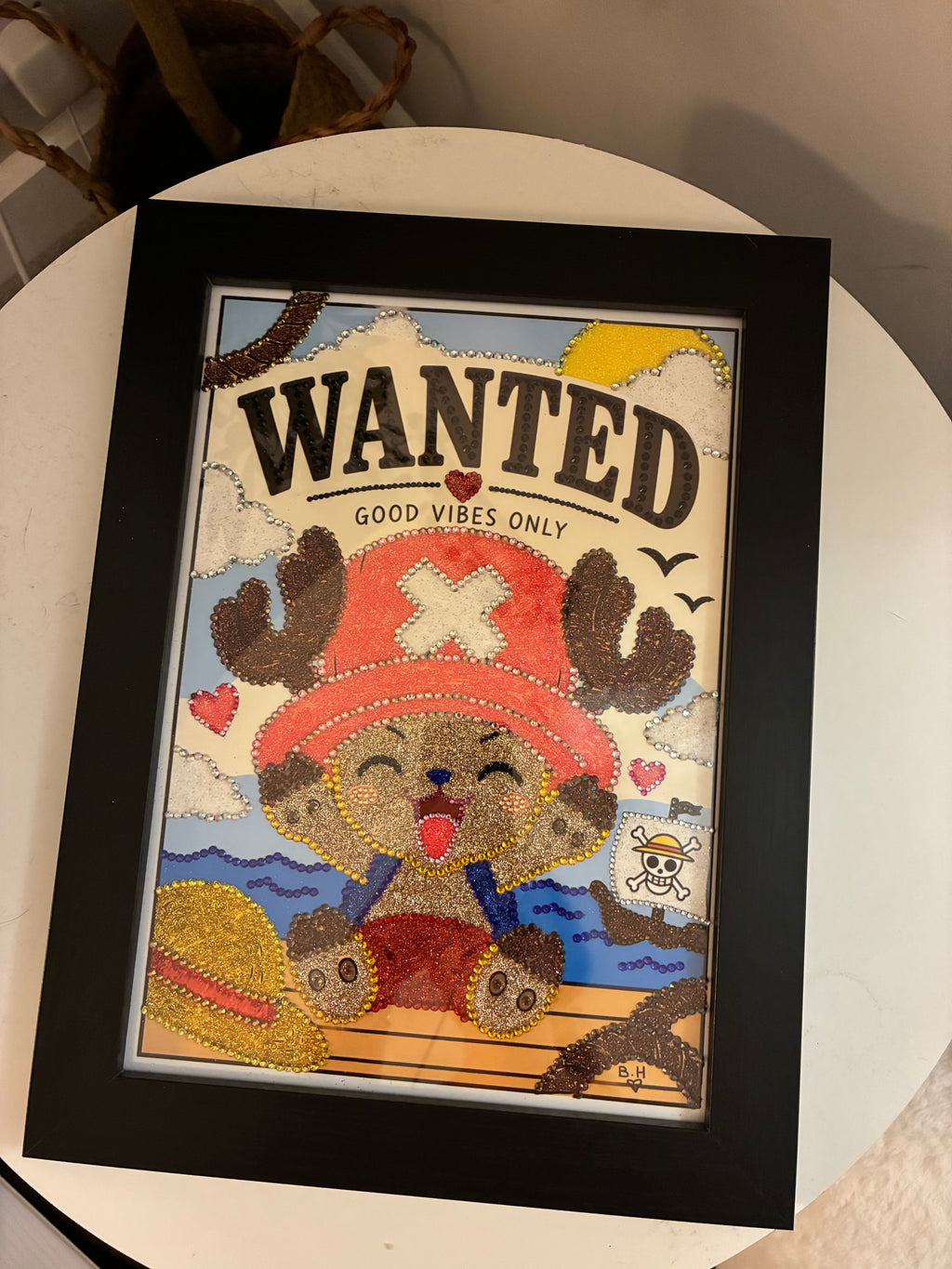 Cute Pirate Reindeer Inspired - Hand-Embellished A4 Framed Art