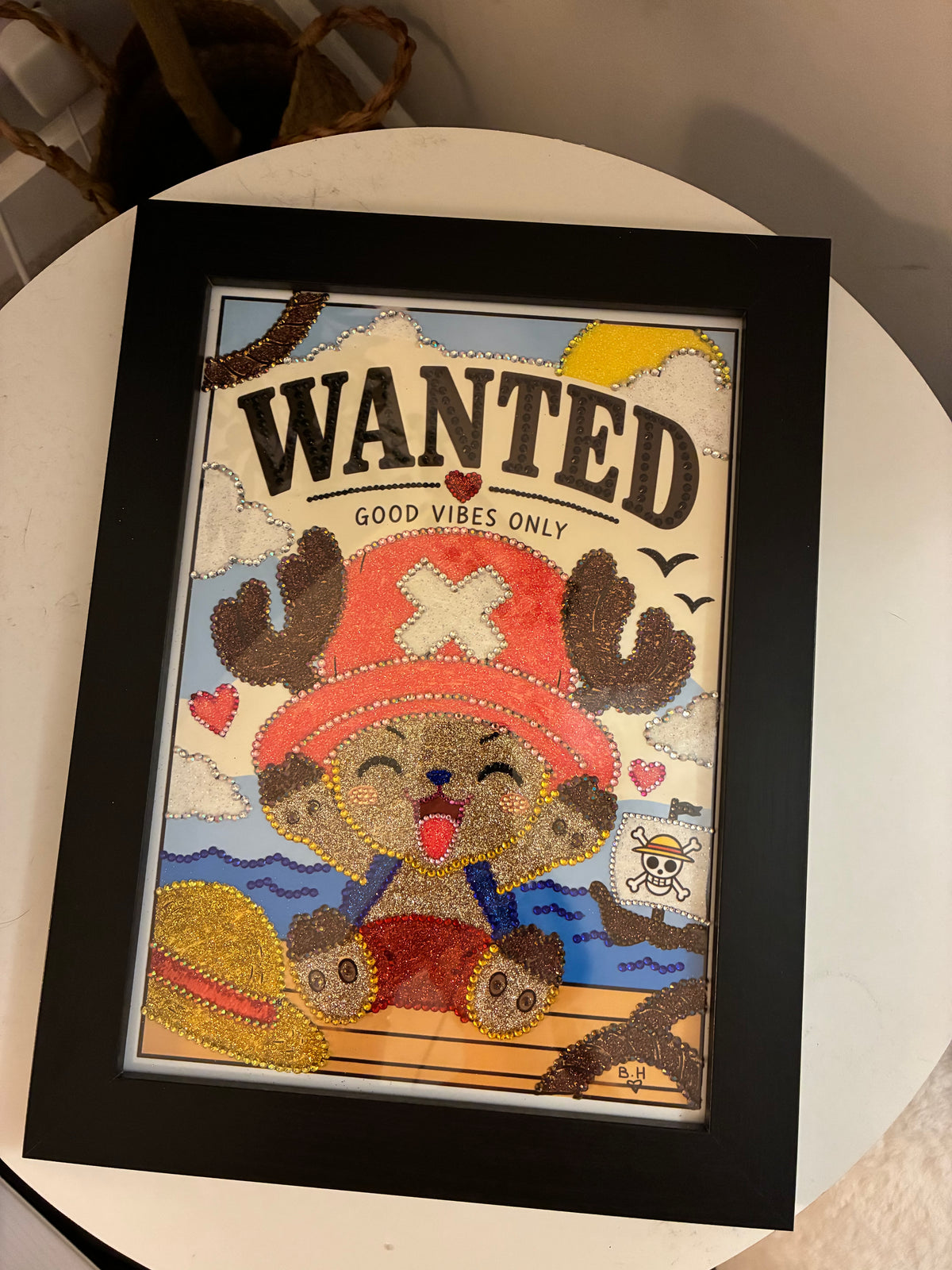 Cute Pirate Reindeer Inspired - Hand-Embellished A4 Framed Art